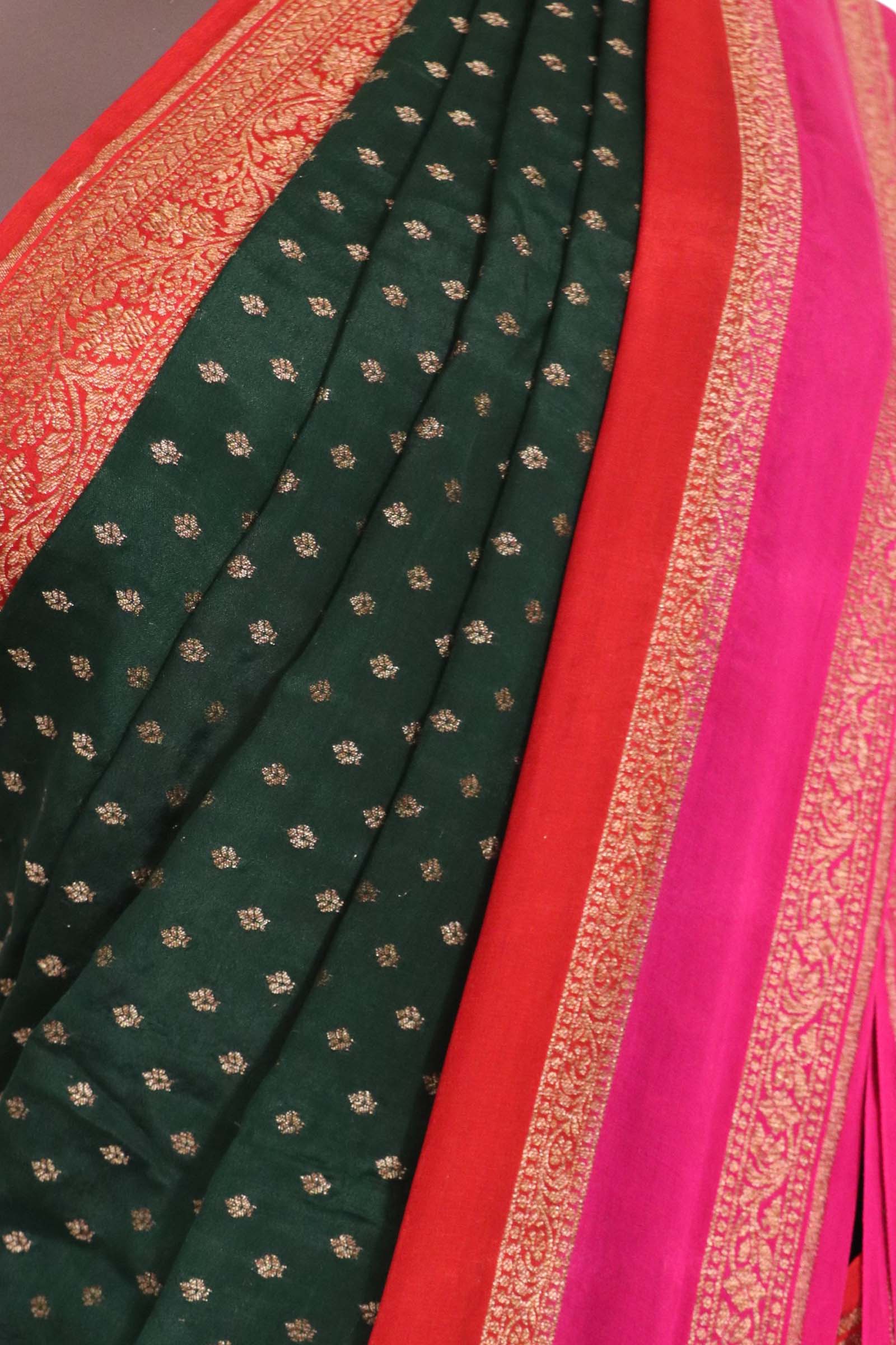Pure Handloom Zari Butta Banarasi Crepe Silk Saree AL212243
